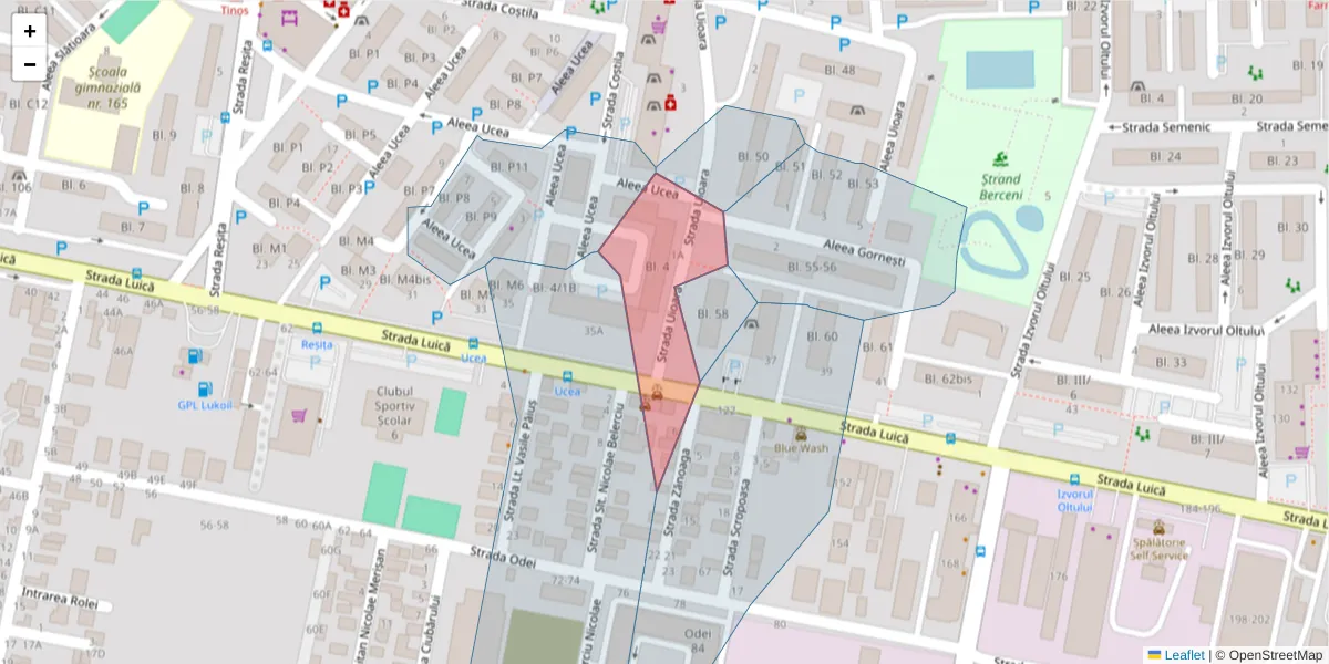 Hartă a codului poștal  și a codurilor poștale învecinate