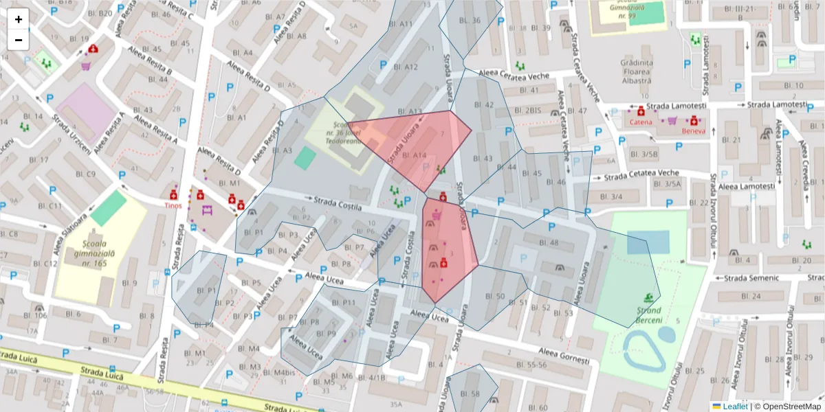 Hartă a codului poștal  și a codurilor poștale învecinate