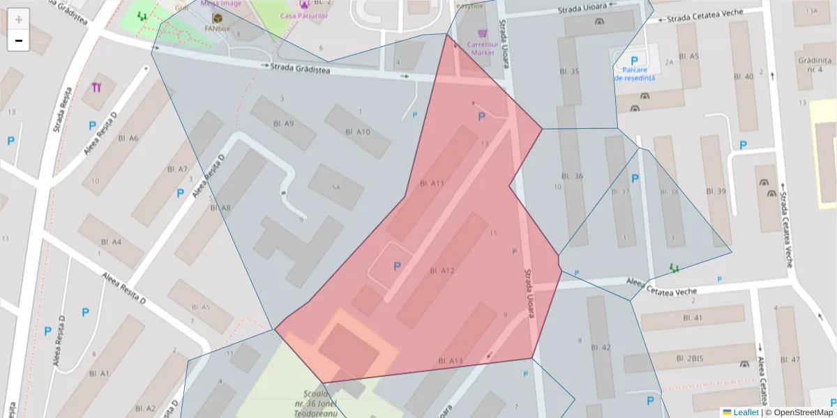 Hartă a codului poștal  și a codurilor poștale învecinate