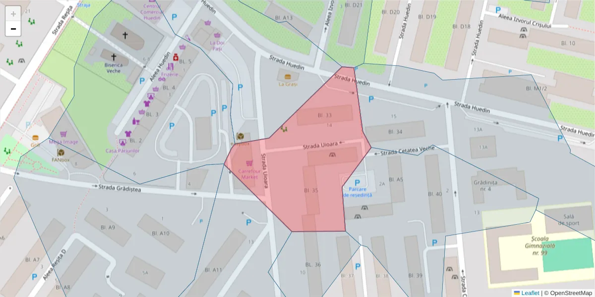 Hartă a codului poștal  și a codurilor poștale învecinate