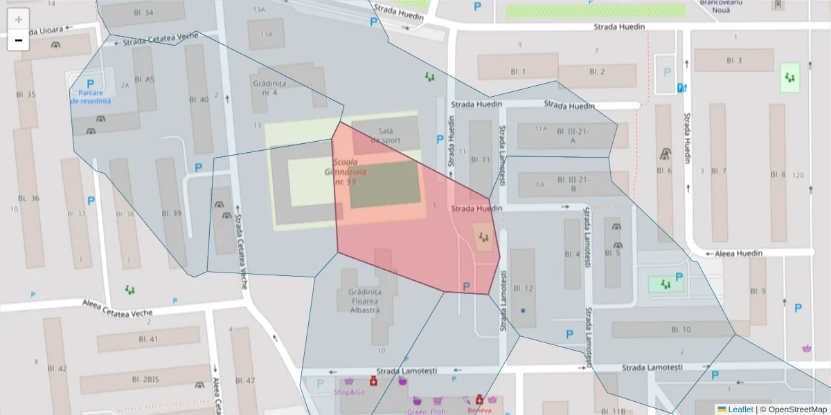 Hartă a codului poștal  și a codurilor poștale învecinate