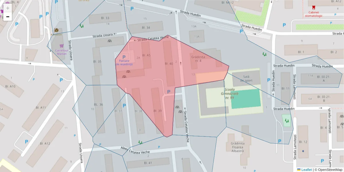 Hartă a codului poștal  și a codurilor poștale învecinate