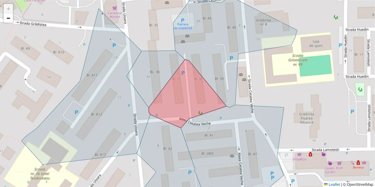 Hartă a codului poștal  și a codurilor poștale învecinate