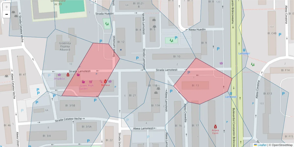 Hartă a codului poștal  și a codurilor poștale învecinate