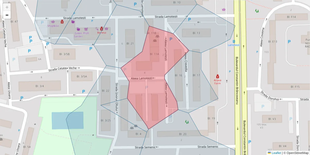 Hartă a codului poștal  și a codurilor poștale învecinate