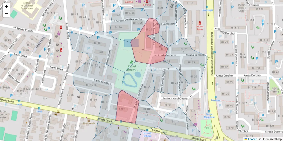 Hartă a codului poștal  și a codurilor poștale învecinate
