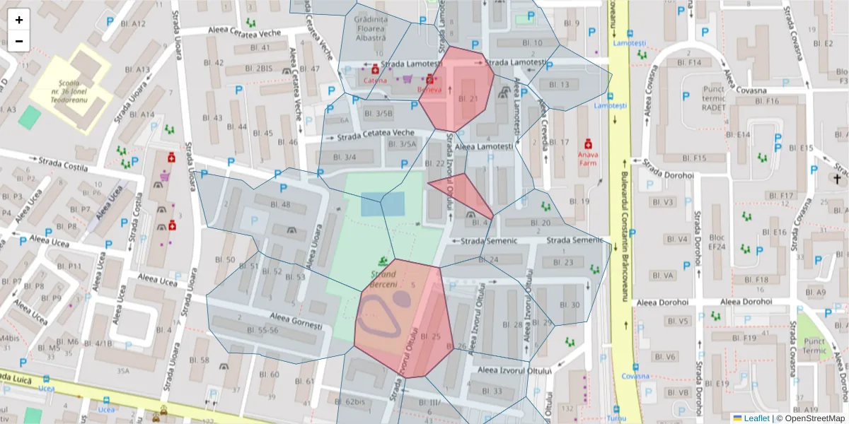 Hartă a codului poștal  și a codurilor poștale învecinate