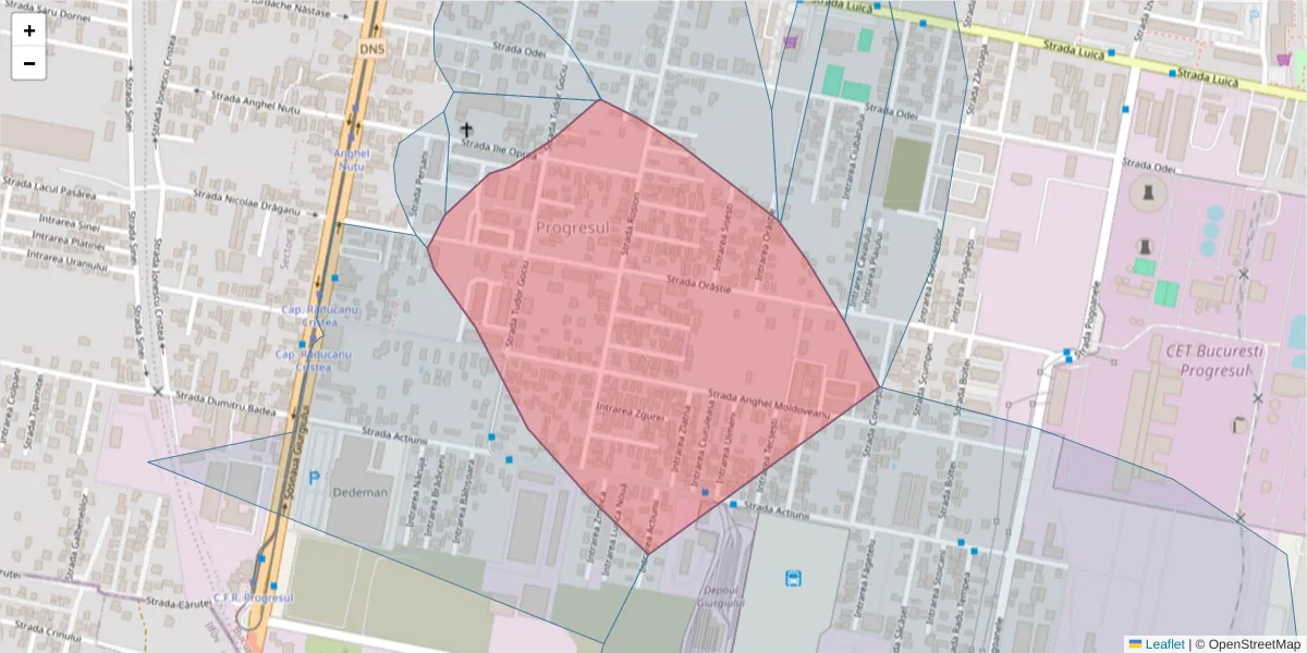 Hartă a codului poștal  și a codurilor poștale învecinate