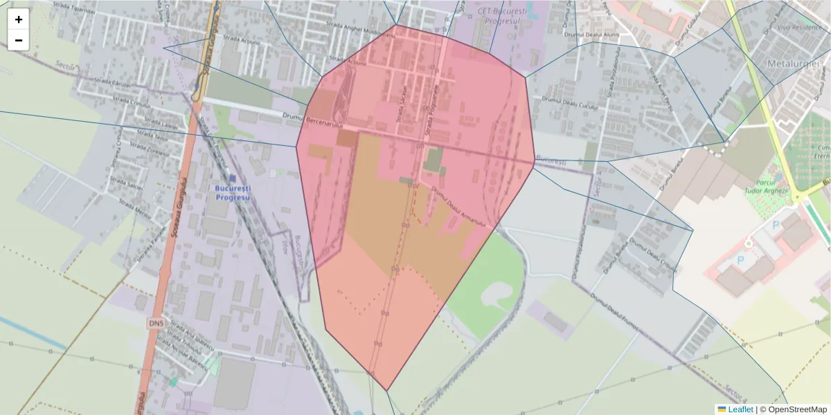 Hartă a codului poștal  și a codurilor poștale învecinate