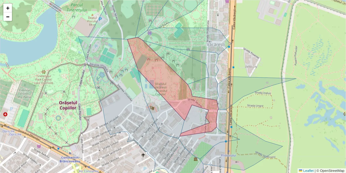 Hartă a codului poștal  și a codurilor poștale învecinate