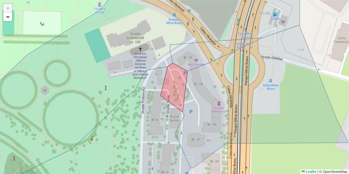 Hartă a codului poștal  și a codurilor poștale învecinate