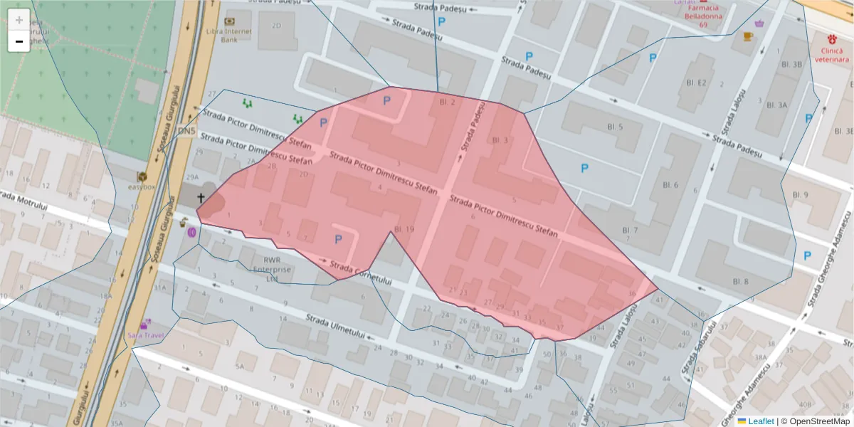 Hartă a codului poștal  și a codurilor poștale învecinate