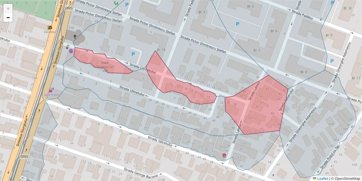 Hartă a codului poștal  și a codurilor poștale învecinate