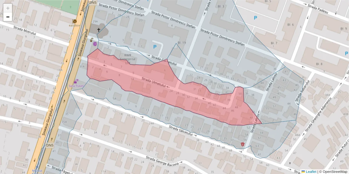 Hartă a codului poștal  și a codurilor poștale învecinate