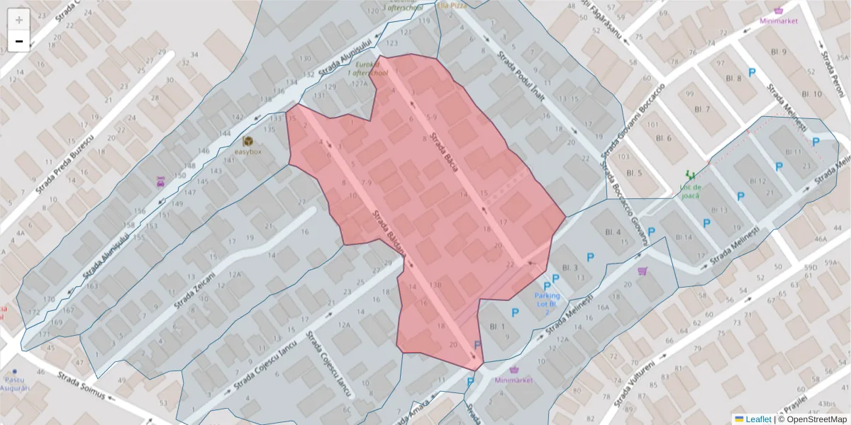 Hartă a codului poștal  și a codurilor poștale învecinate