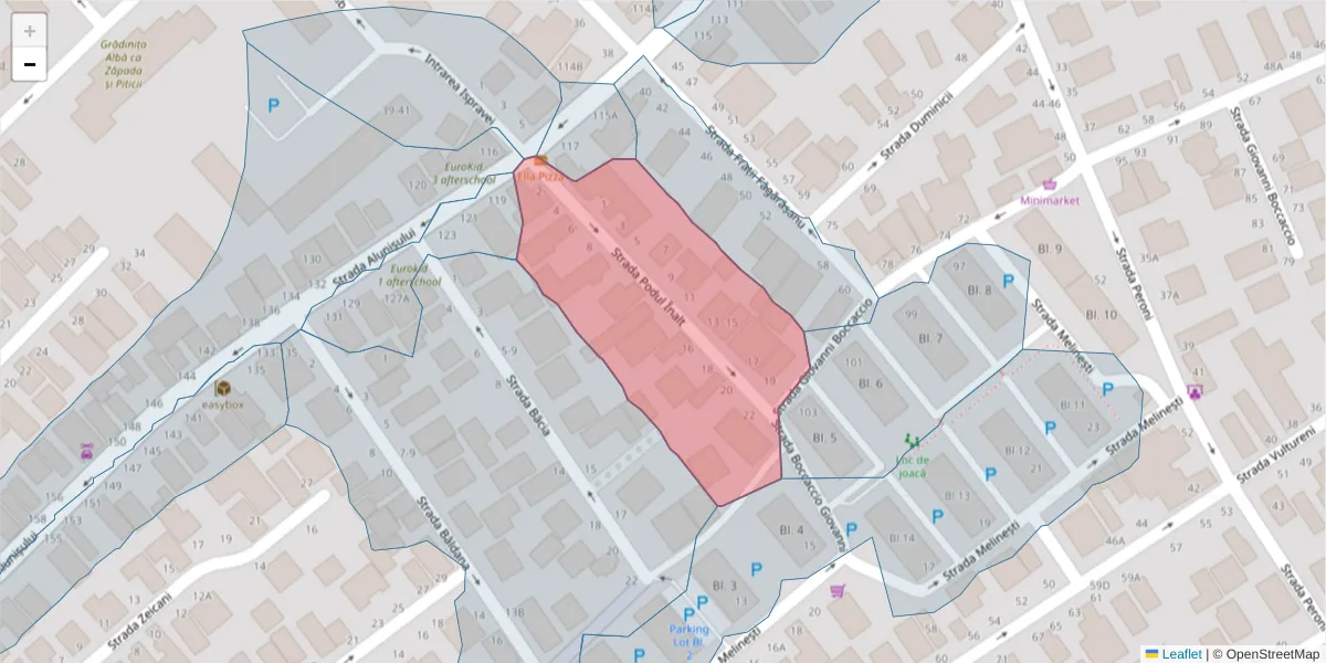 Hartă a codului poștal  și a codurilor poștale învecinate