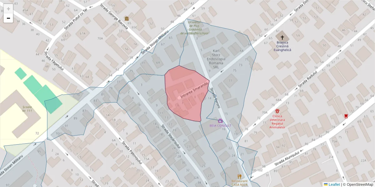 Hartă a codului poștal  și a codurilor poștale învecinate