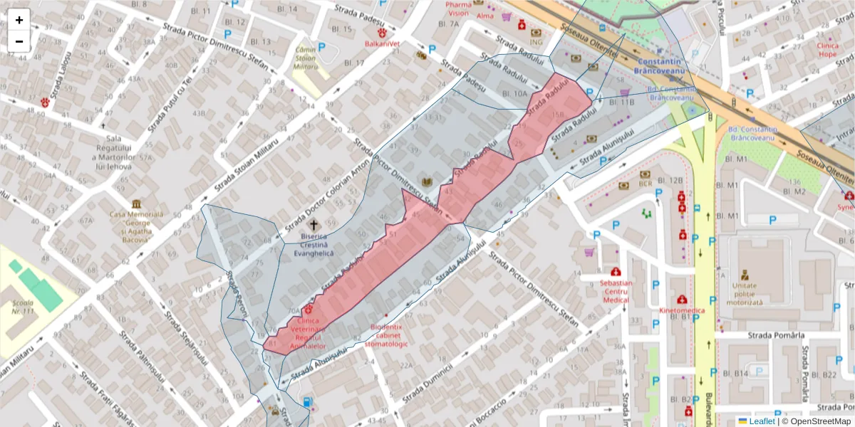 Hartă a codului poștal  și a codurilor poștale învecinate