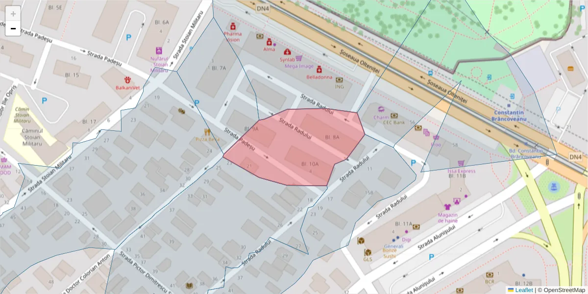 Hartă a codului poștal  și a codurilor poștale învecinate