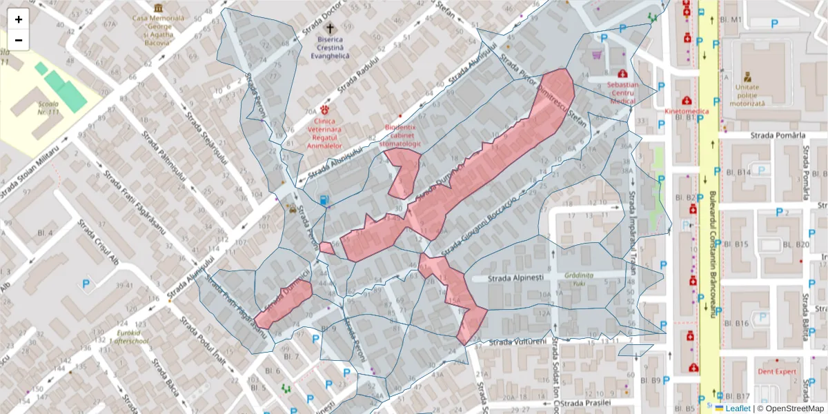 Hartă a codului poștal  și a codurilor poștale învecinate