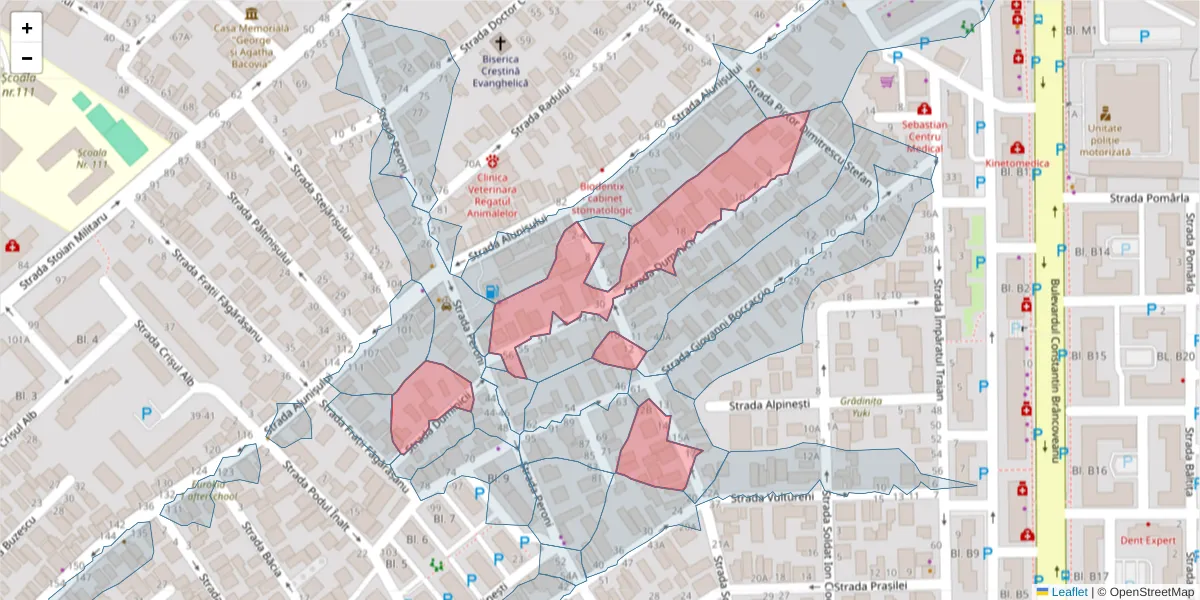 Hartă a codului poștal  și a codurilor poștale învecinate