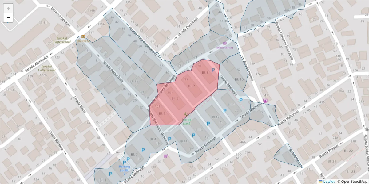 Hartă a codului poștal  și a codurilor poștale învecinate