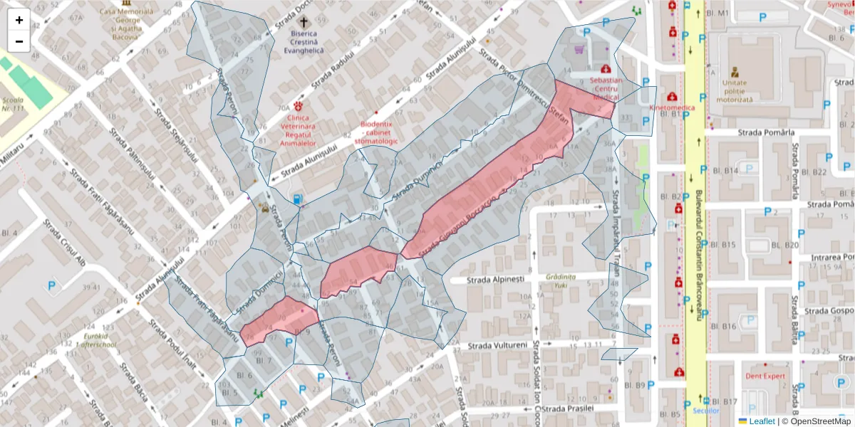 Hartă a codului poștal  și a codurilor poștale învecinate