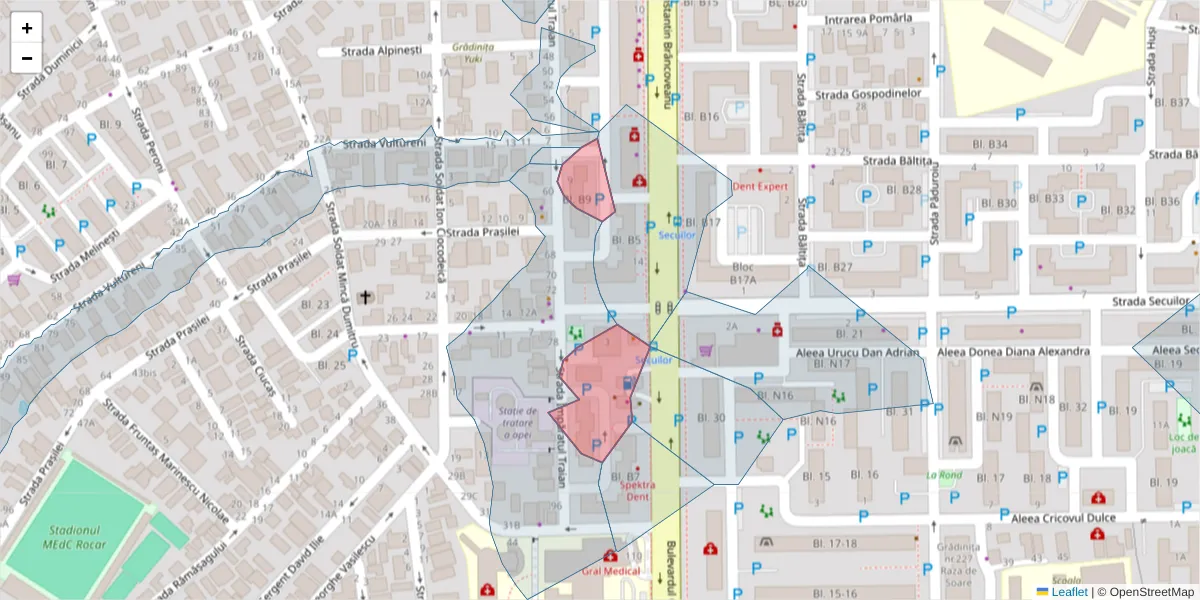 Hartă a codului poștal  și a codurilor poștale învecinate