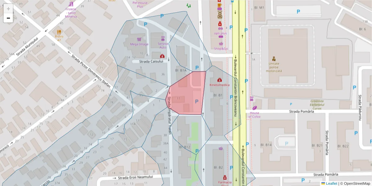 Hartă a codului poștal  și a codurilor poștale învecinate