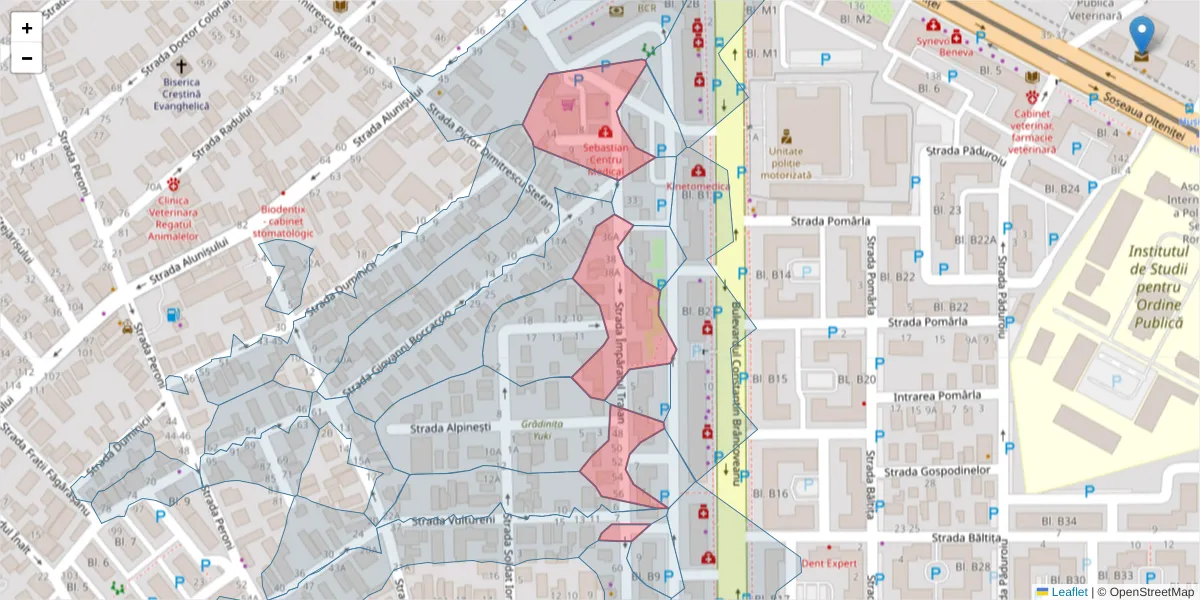 Hartă a codului poștal  și a codurilor poștale învecinate