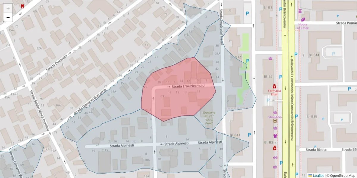 Hartă a codului poștal  și a codurilor poștale învecinate