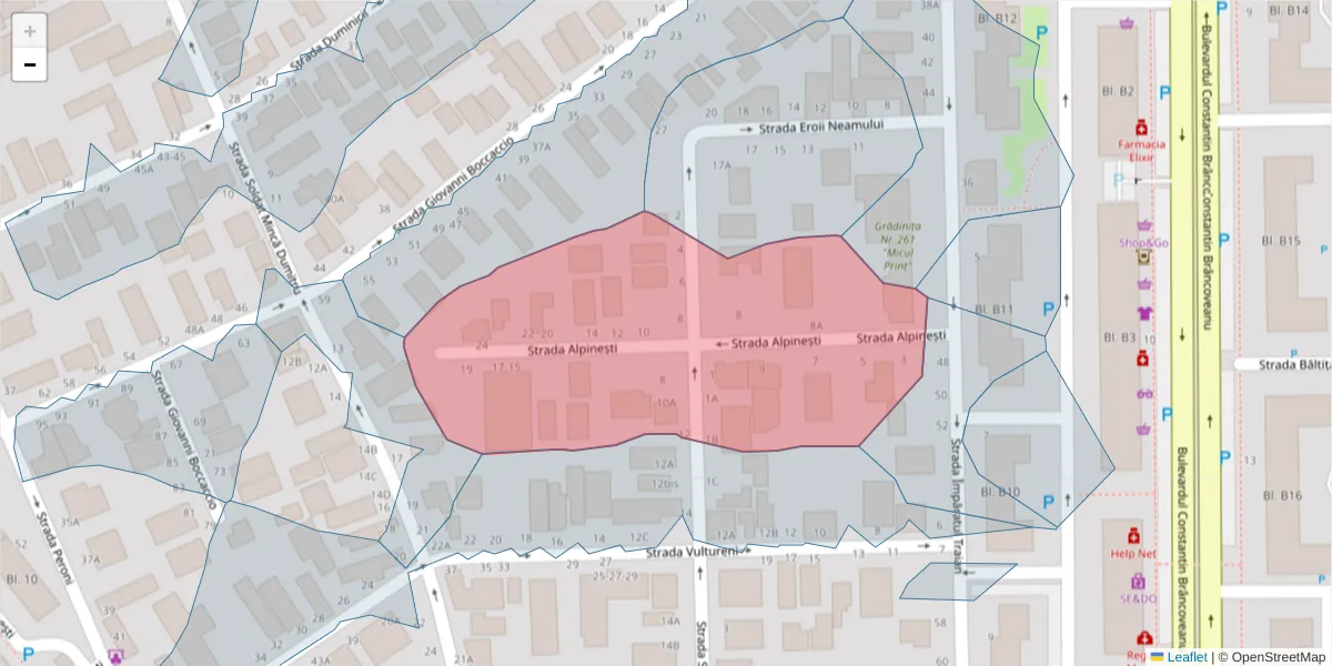 Hartă a codului poștal  și a codurilor poștale învecinate