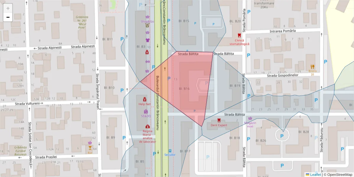 Hartă a codului poștal  și a codurilor poștale învecinate
