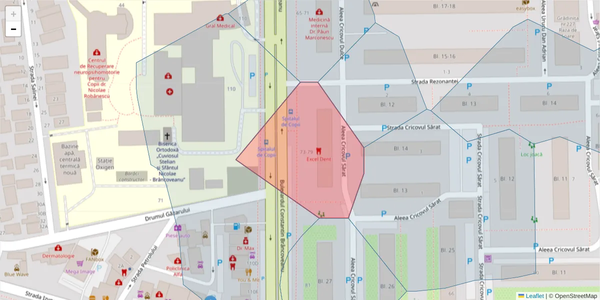 Hartă a codului poștal  și a codurilor poștale învecinate