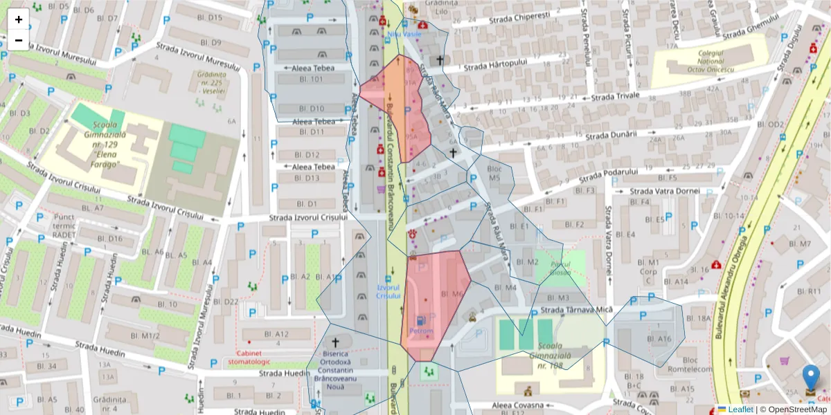 Hartă a codului poștal  și a codurilor poștale învecinate