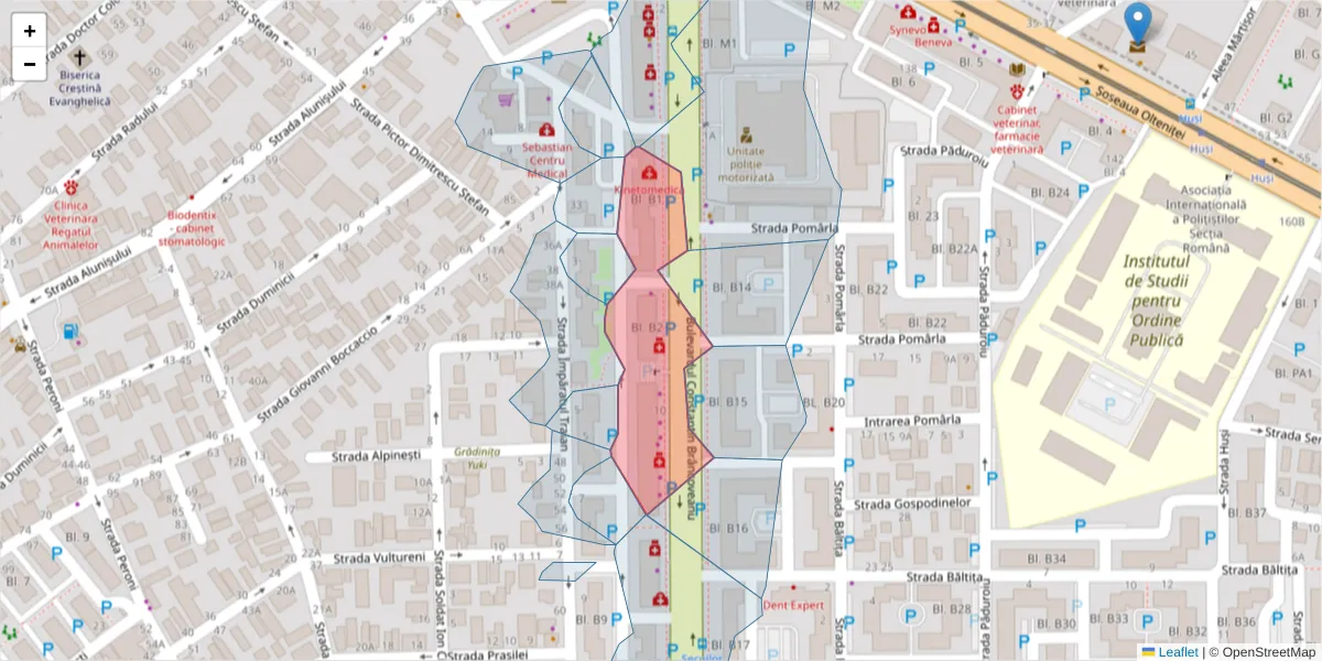 Hartă a codului poștal  și a codurilor poștale învecinate