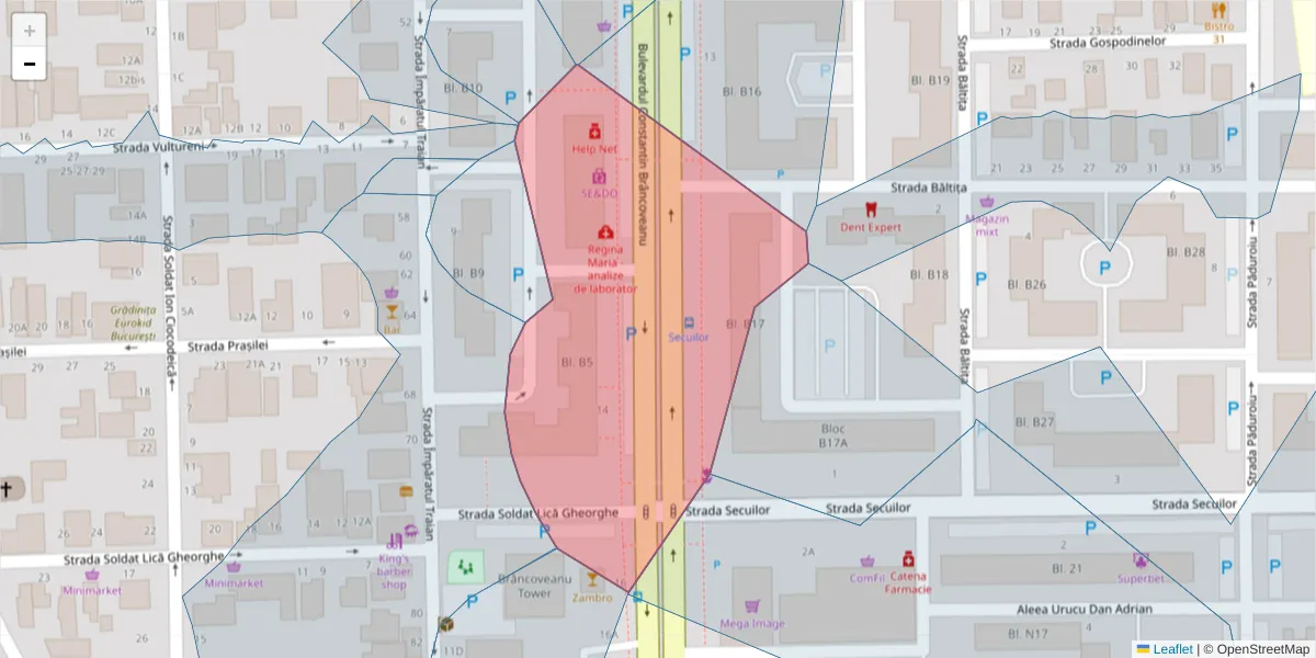 Hartă a codului poștal  și a codurilor poștale învecinate