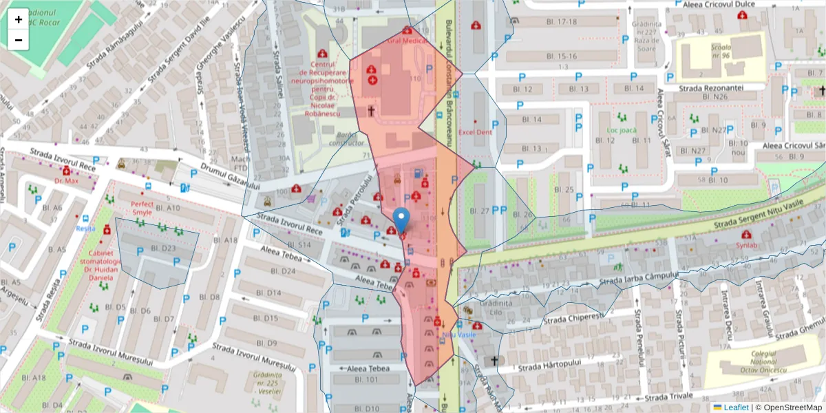 Hartă a codului poștal  și a codurilor poștale învecinate