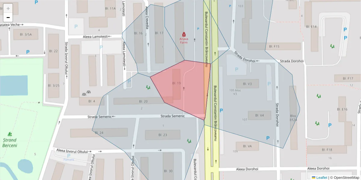 Hartă a codului poștal  și a codurilor poștale învecinate