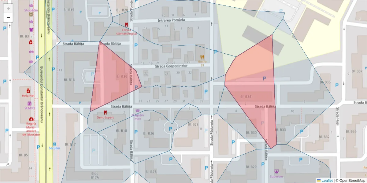 Hartă a codului poștal  și a codurilor poștale învecinate
