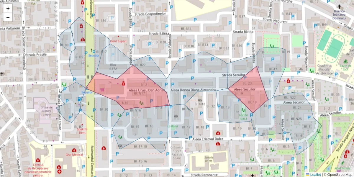 Hartă a codului poștal  și a codurilor poștale învecinate
