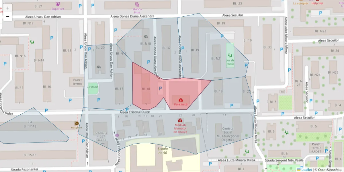 Hartă a codului poștal  și a codurilor poștale învecinate