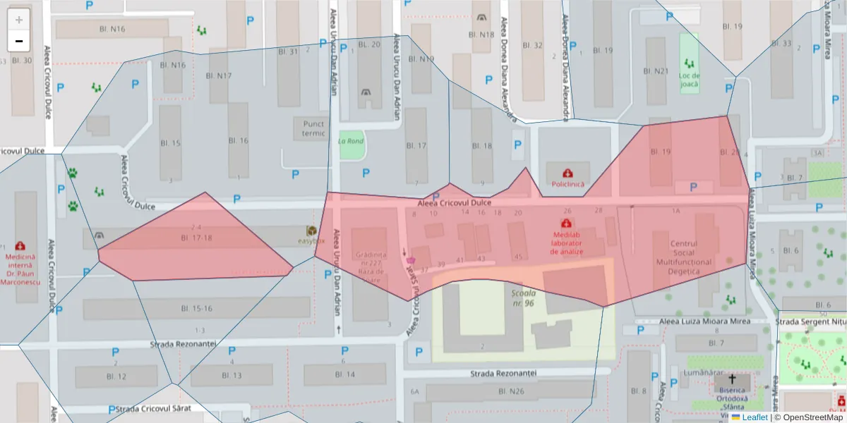 Hartă a codului poștal  și a codurilor poștale învecinate