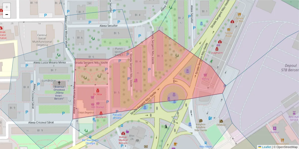 Hartă a codului poștal  și a codurilor poștale învecinate