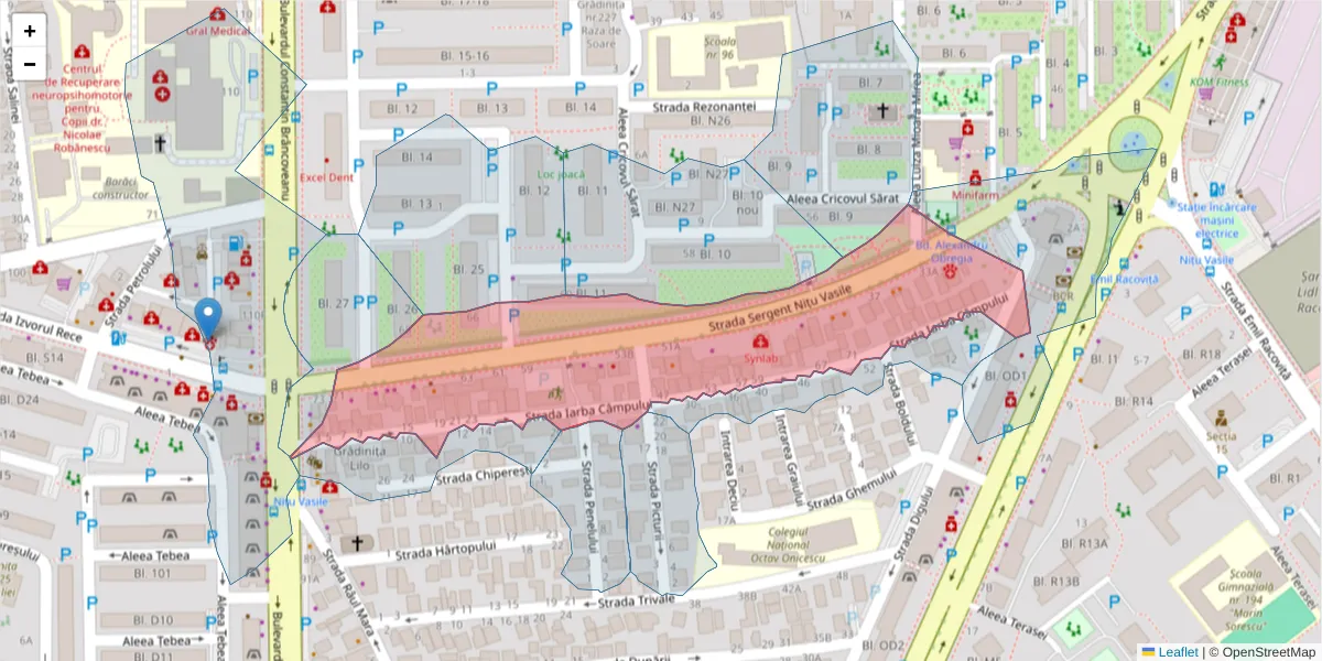 Hartă a codului poștal  și a codurilor poștale învecinate