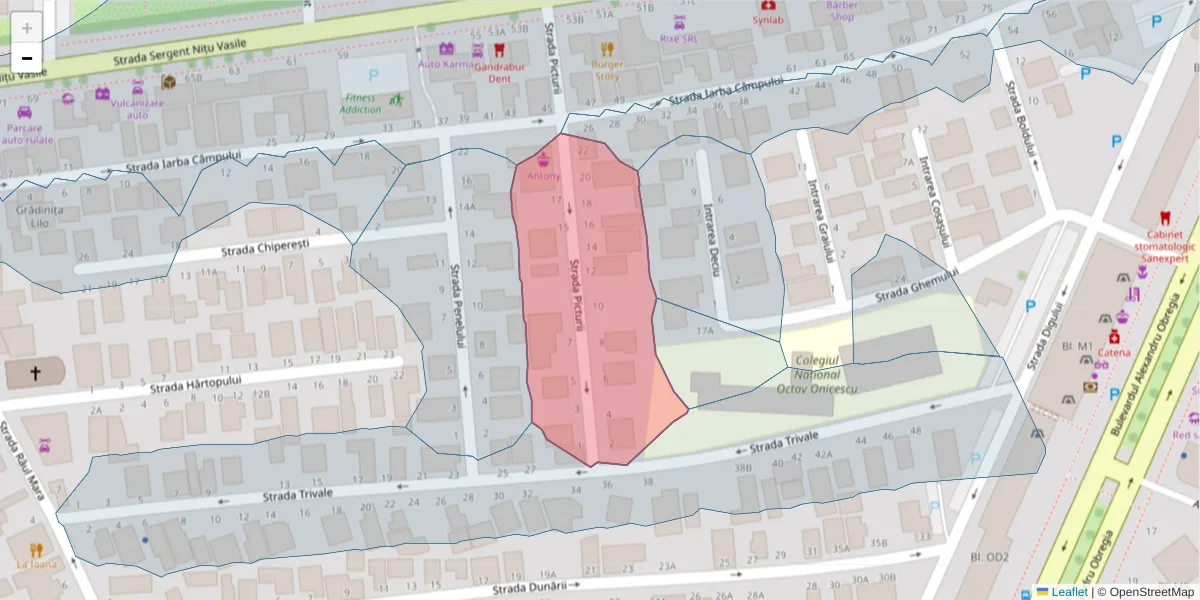 Hartă a codului poștal  și a codurilor poștale învecinate