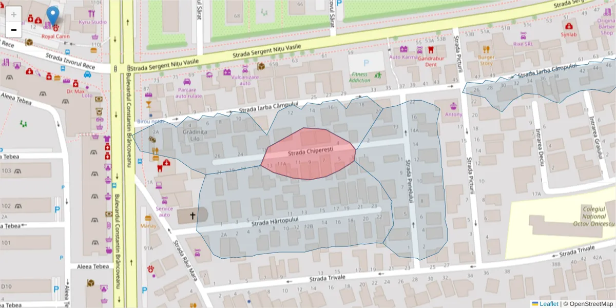 Hartă a codului poștal  și a codurilor poștale învecinate