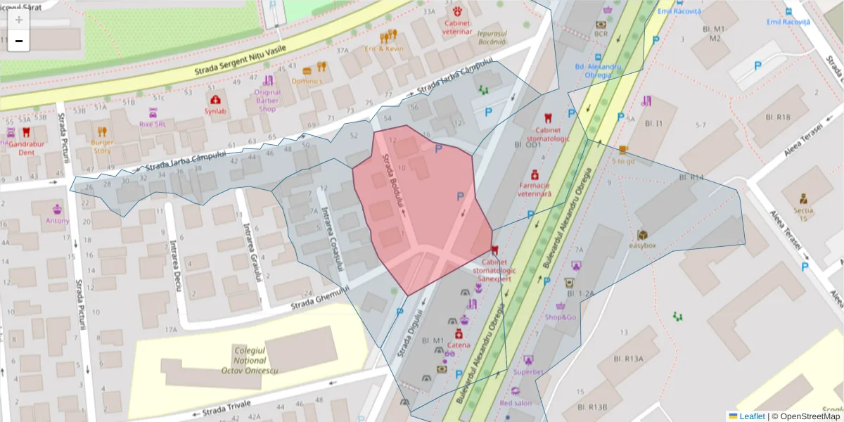 Hartă a codului poștal  și a codurilor poștale învecinate