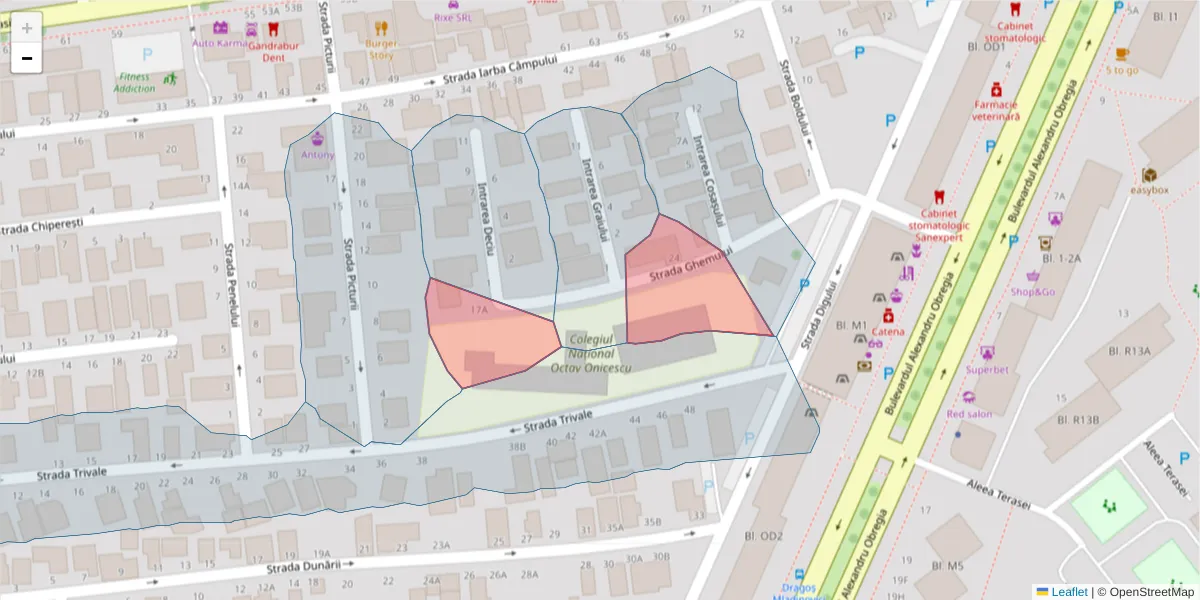 Hartă a codului poștal  și a codurilor poștale învecinate