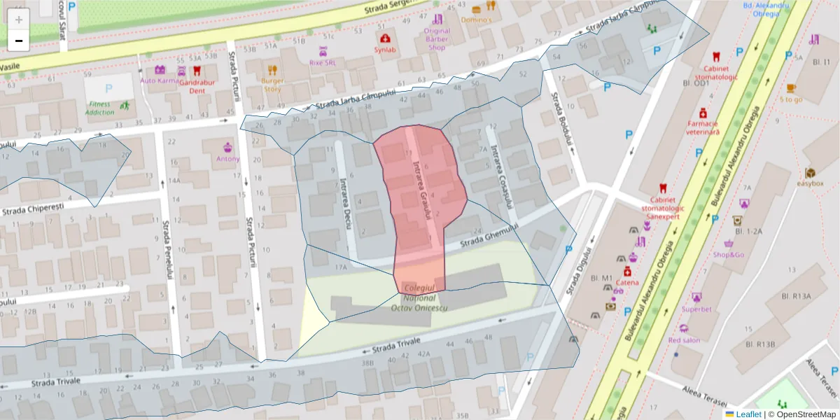 Hartă a codului poștal  și a codurilor poștale învecinate